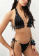 Women's Lace Sequin Ruffle Bikini with Metal Ring Detail