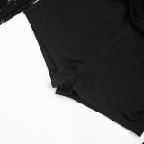 Fall/Winter Women's Sexy Lace Bell-Sleeve Plunge Neck Romper