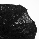 Fall/Winter Women's Sexy Lace Bell-Sleeve Plunge Neck Romper