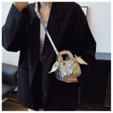 Women's Fashion Mini Square Shiny Top-Handle Shoulder Crossbody Bag