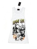 Women's Sleeveless Print Beaded Bodycon Mini Dress