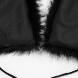 Fall/Winter Women's Sexy Low-Back Fuzzy Top with Slim-Fit Pants Set