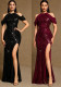 Fall/Winter Women's Off-Shoulder Chiffon Patchwork Sequin High-Slit Mermaid Evening Party Dress