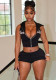 Women's Y2K Streetwear Black Sleeveless Hooded Vest and High-Waist Shorts Set