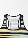 Women's Sexy Fashion Striped Print Sleeveless U-Neck Loose Pants Set