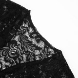 Fall/Winter Women's Sexy Lace Bell-Sleeve Plunge Neck Romper