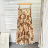 Women Summer Printed Pleated Midi Skirt