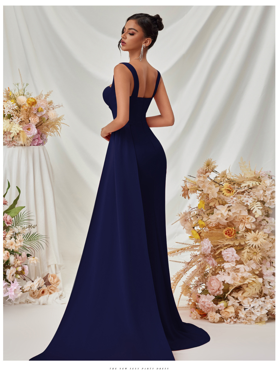 Slit Spaghetti Strap Bodycon Maxi Dress for Clubwear