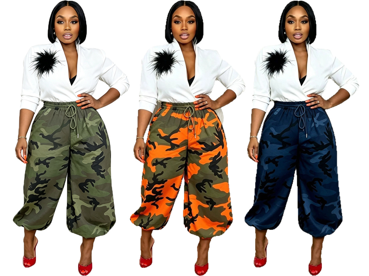 Drawstring Loose Camouflage Jogger Pants for Activewear