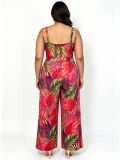 Plus Size Women V‑Neck Spaghetti Strap Printed Jumpsuit