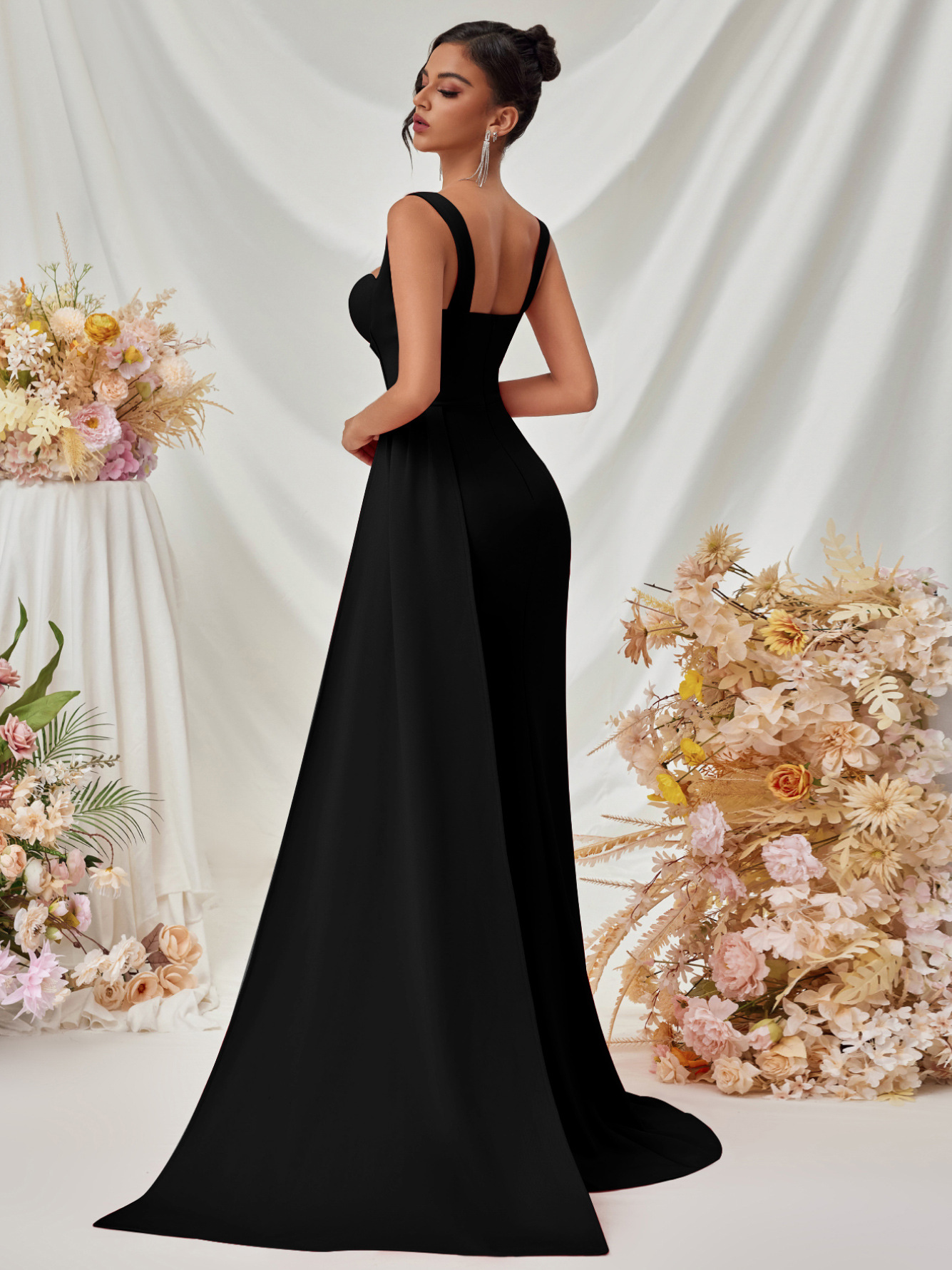 Slit Spaghetti Strap Bodycon Maxi Dress for Clubwear