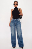 Women American Summer Bell Bottom Wide‑Leg Denim Pants
