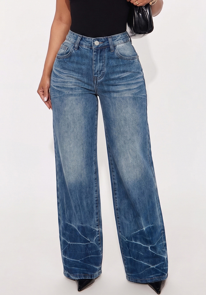 Bell Bottom Wide-Leg Denim Pants for Summer Streetwear