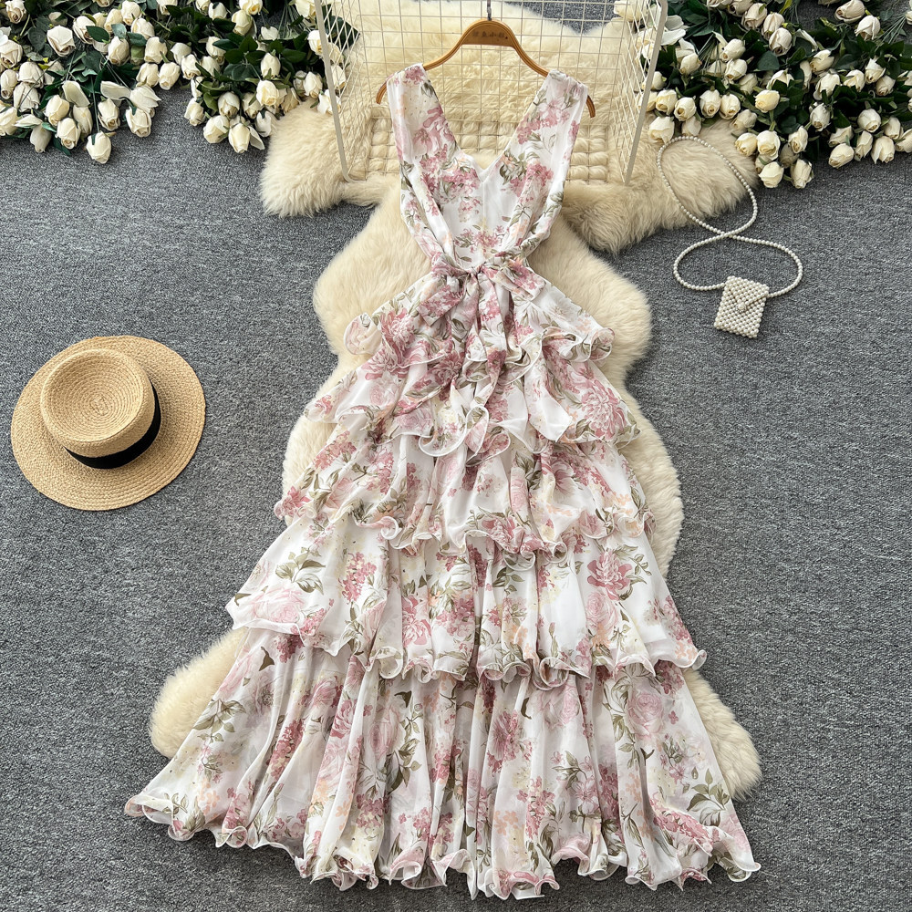 Floral Sleeveless V-Neck Maxi Dress for Summer