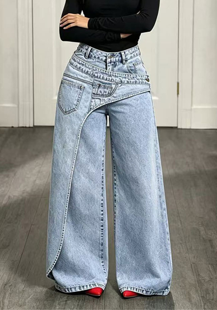 Wide-Leg Denim Pants for Summer Casual Streetwear