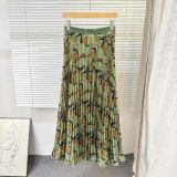 Women Summer Printed Pleated Midi Skirt