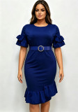 Women Ruffle Trim Maxi Dress