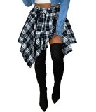 Women Plaid Asymmetrical Skirt