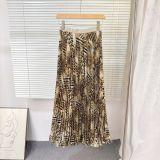 Women Summer Printed Pleated Midi Skirt