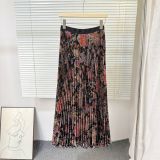 Women Summer Printed Pleated Midi Skirt