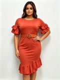 Women Ruffle Trim Maxi Dress