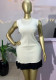 Women Summer Beaded Round Neck Sleeveless Color‑Block Knit French‑Style Dress
