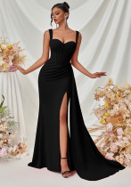 Women Sexy Slit Spaghetti Strap Bodycon Maxi Dress Women Sexy Slit Spaghetti Strap Bodycon Maxi Dress