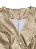Women Irregular V‑Neck Long Sleeve Blazer