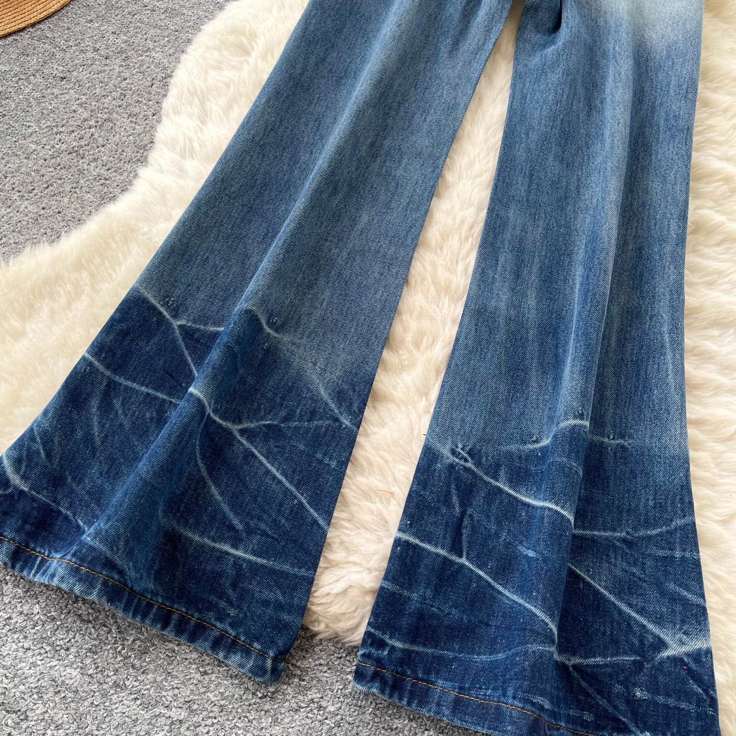 Bell Bottom Wide-Leg Denim Pants for Summer Streetwear