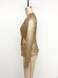 Women Irregular V‑Neck Long Sleeve Blazer
