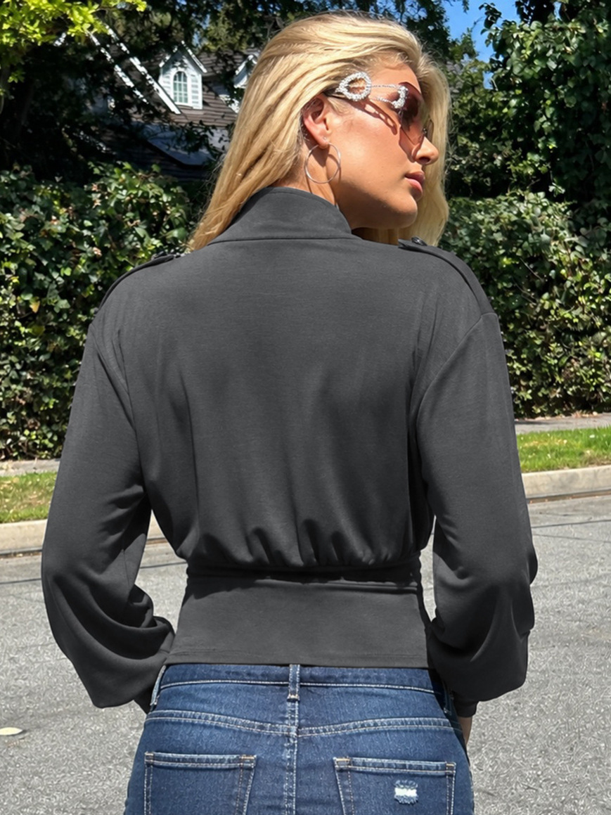 High-Neck Jacket Top for Casual Wear