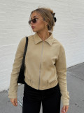Women American Cargo Turndown Collar Zip‑Up Jacket Coat