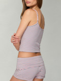Women Striped Spaghetti Strap Top and Shorts Two‑Piece Set