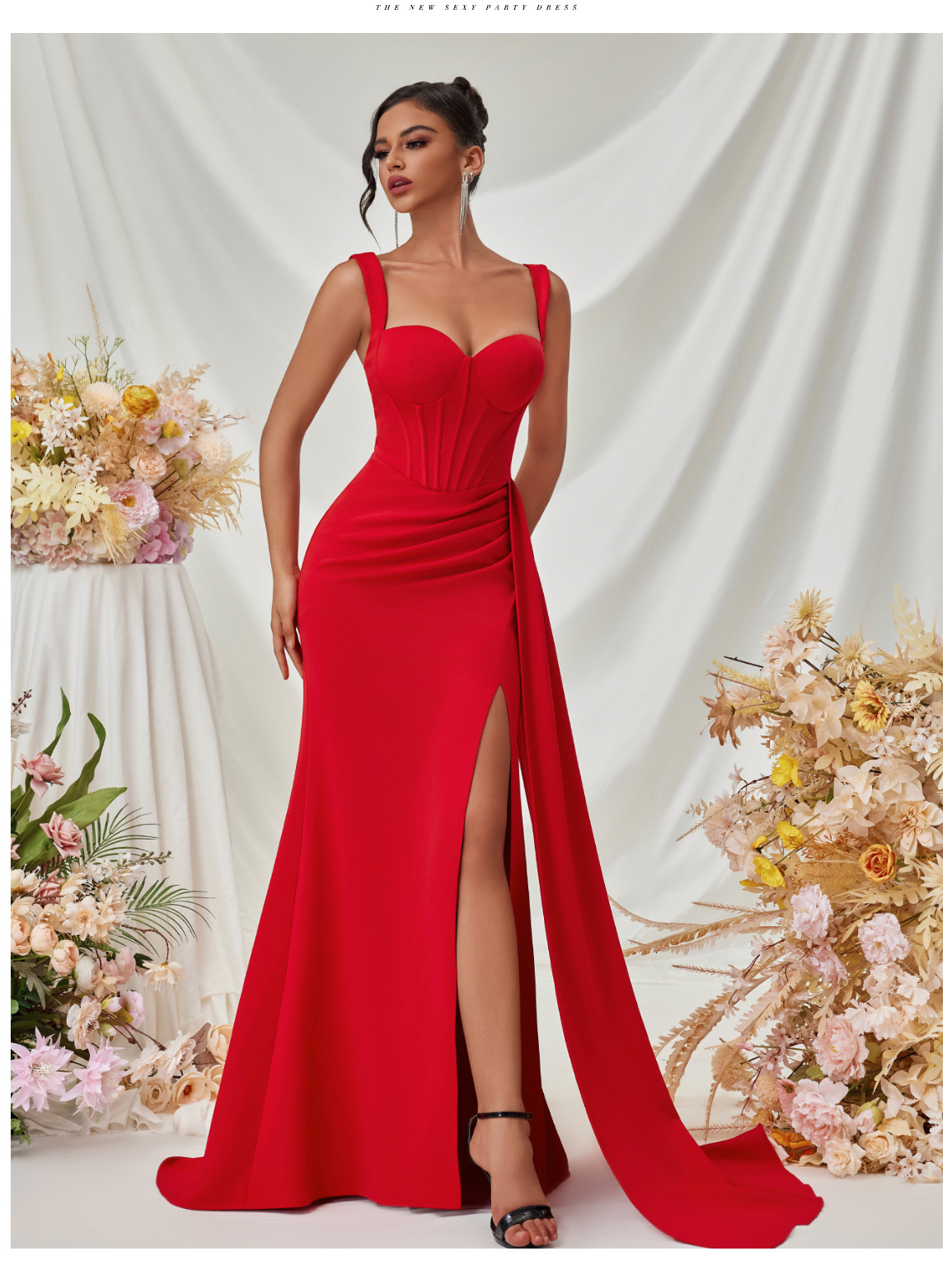 Slit Spaghetti Strap Bodycon Maxi Dress for Clubwear