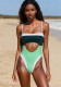 Women Color‑Block Spaghetti‑Strap Hollow‑Out Sexy Holidays Bikini Swimsuit