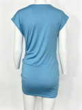 Women Summer Sexy V‑Neck Ruched Mini Dress