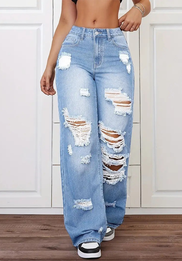 Ripped Denim Pants for Casual Streetwear