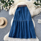 Women Summer Slit Denim Skirt