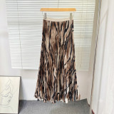 Women Summer Printed Pleated Midi Skirt