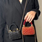 Women Rhinestone‑Inlaid Acrylic Crescent Shoulder Evening Bag