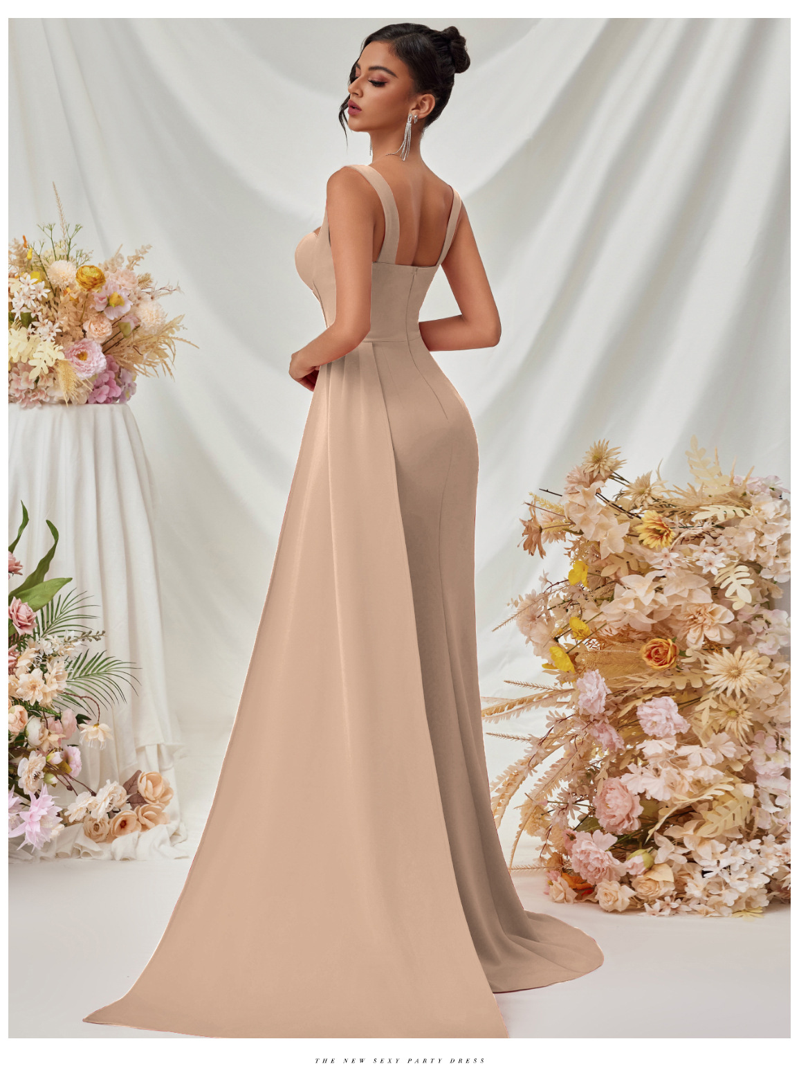 Slit Spaghetti Strap Bodycon Maxi Dress for Clubwear