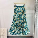 Women Summer Printed Pleated Midi Skirt