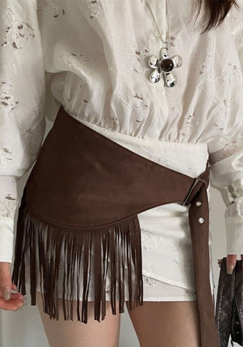 Women American Tassel Decor Waist Belt Layering Waistband