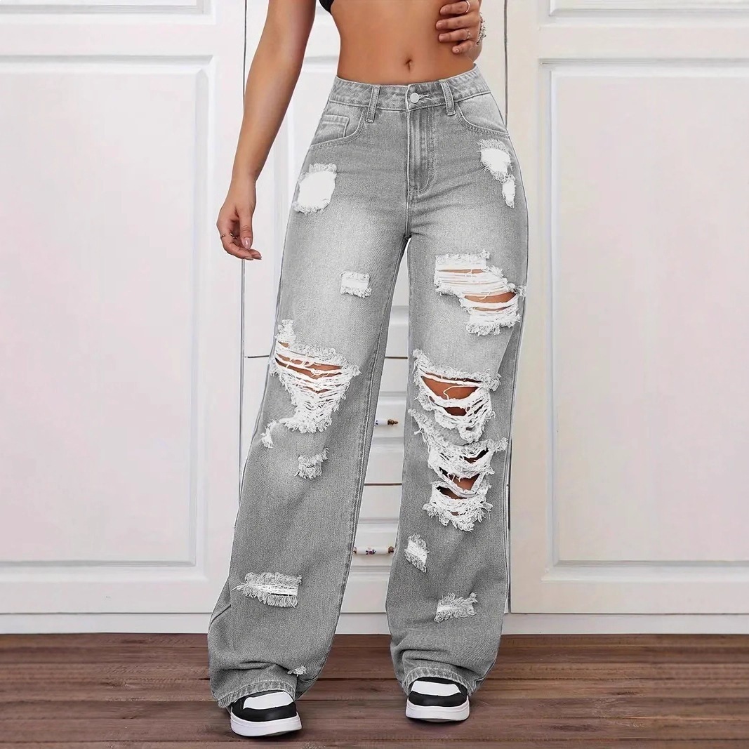 Ripped Denim Pants for Casual Streetwear