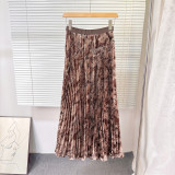 Women Summer Printed Pleated Midi Skirt