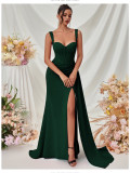 Women Sexy Slit Spaghetti Strap Bodycon Maxi Dress