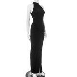 Women Summer Sleeveless Ruched Sexy Maxi Dress
