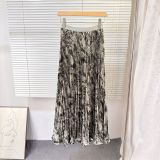 Women Summer Printed Pleated Midi Skirt