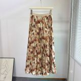 Women Summer Printed Pleated Midi Skirt