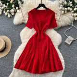 Women V‑Neck Short Sleeve Knit Dress